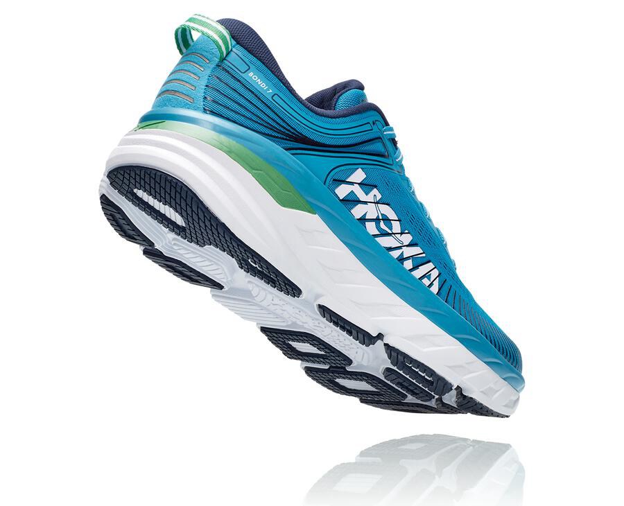 Tenis Hoka One One Hombre Azules/Blancos - Bondi 7 - HTVY34967